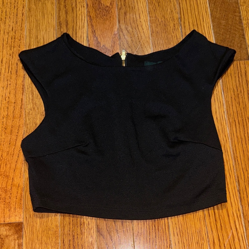 Haute Society Black Cap-Sleeve Crop Top